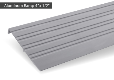 Wheelchair ramp is made of aluminum and available in 4 or 6-inch widths.