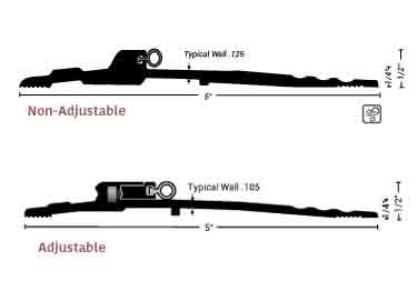 Door threshold bumper seal in black vinyl. Commercial door threshold is ADA comp