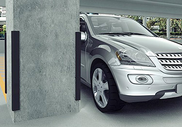 Rubber parking bumpers protect walls and corners from damage