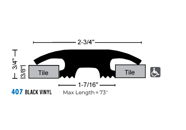 Door threshold seal in black vinyl. Offered in 2 sizes for commercial use