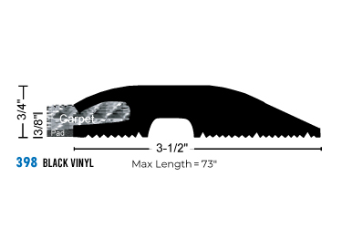 Door threshold seal in black vinyl. Offered in 2 sizes for commercial use