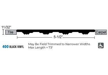 Door threshold seal in black vinyl. Offered in 2 sizes for commercial use
