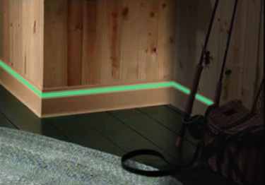 Johnsonite wall base from Tarkett’s Safe-T-First® line glows- help exit area
