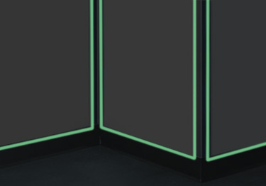 Vinyl corner guards glow in the dark to help you safely exit during a power outa
