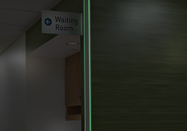Vinyl corner guards glow in the dark to help you safely exit during a power outa