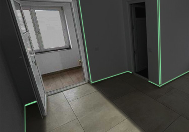 Vinyl corner guards glow in the dark to help you safely exit during a power outa
