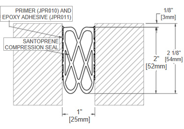 Wall expansion joint covers made from black Santoprene TPV rubber