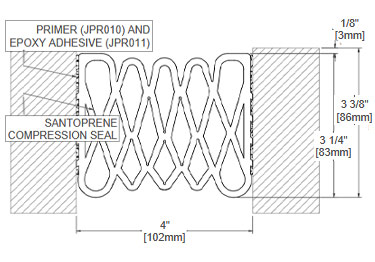 Wall expansion joint covers made from black Santoprene TPV rubber