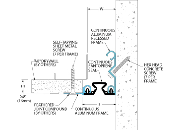 Expansion joint cover for drywall walls and ceilings features minimal sightline.
