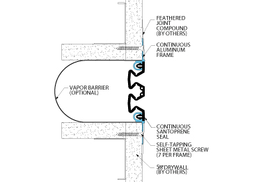 Expansion joint cover for drywall walls and ceilings features minimal sightline.