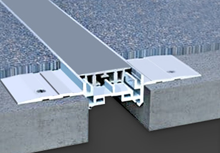 Expansion joint system creates seamless transition with carpet