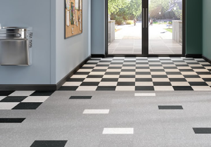 Armstrong Safety Zone tile is slip-resistant and available in 23 colors