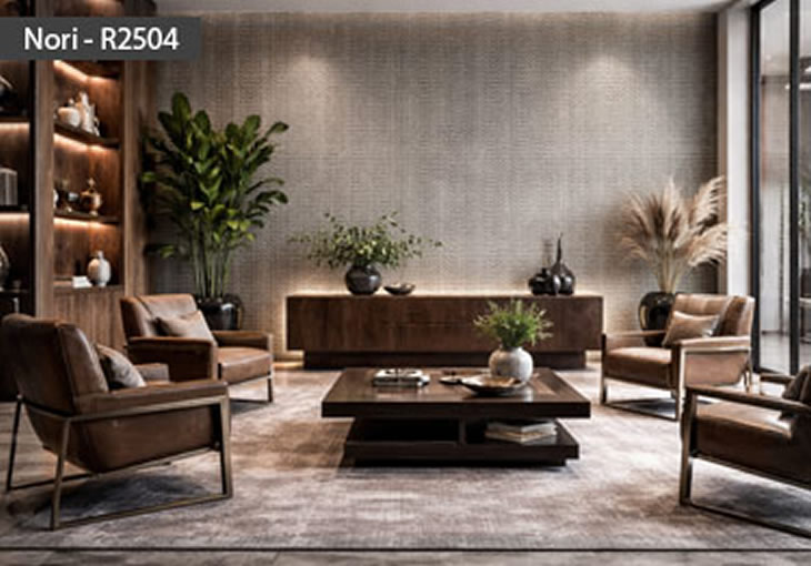 Wall covering roll features a subtle chevron pattern available in 97 colors
